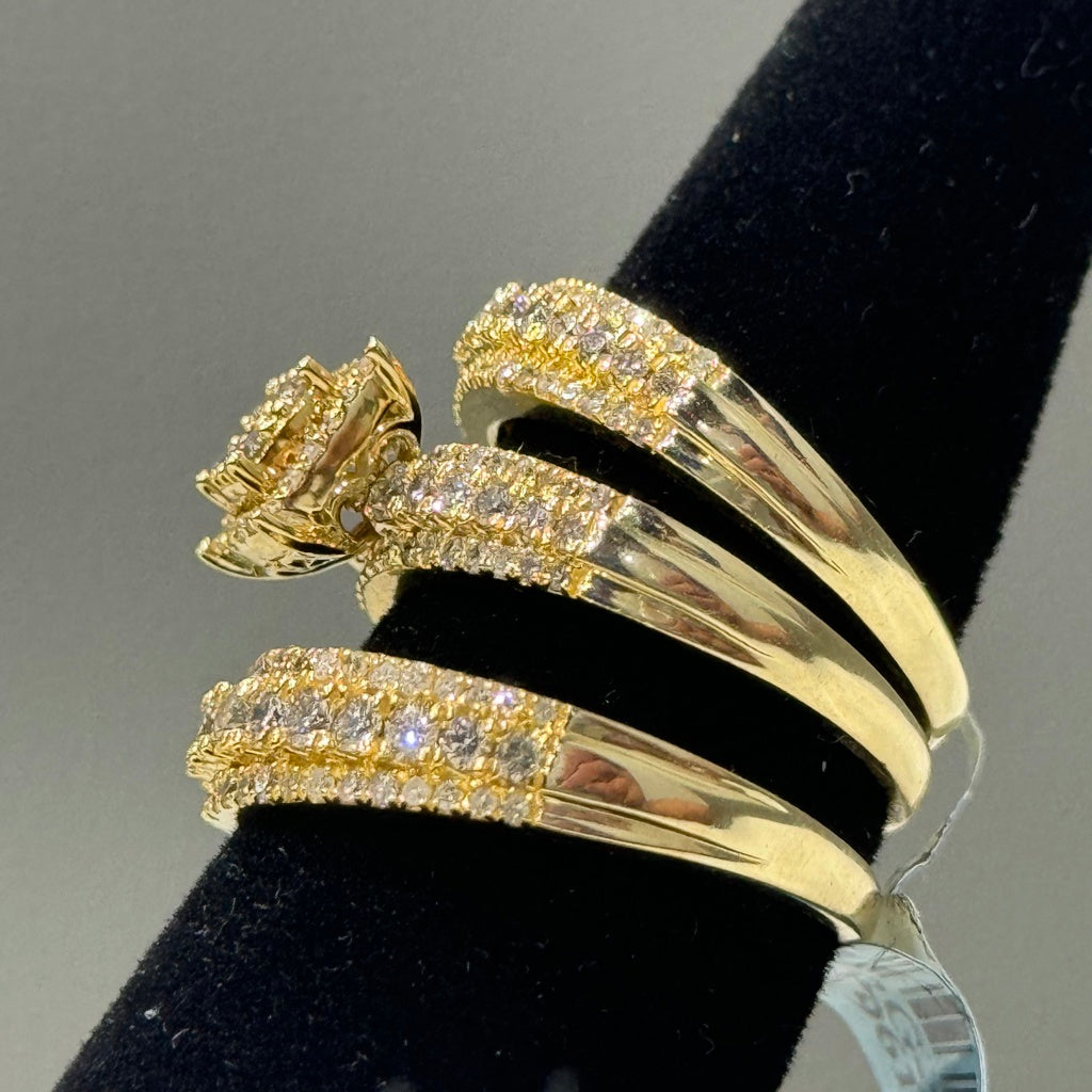 10K Yellow Gold Diamond Fashion Trio Engagement Ring 2.59Ct Dia / 12.5gr / Size 7W/10M