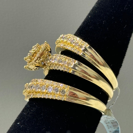 10K Yellow Gold Diamond Fashion Trio Engagement Ring 2.59Ct Dia / 12.5gr / Size 7W/10M
