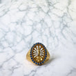 18K Yellow - White Gold Virgen Guadalupe Ring With Zircons / 6.3gr / Size 6 1/4