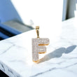 10K YG Diamond Letter F Pendant / 2.1gr / 1.1in / 0.42Wt Dia