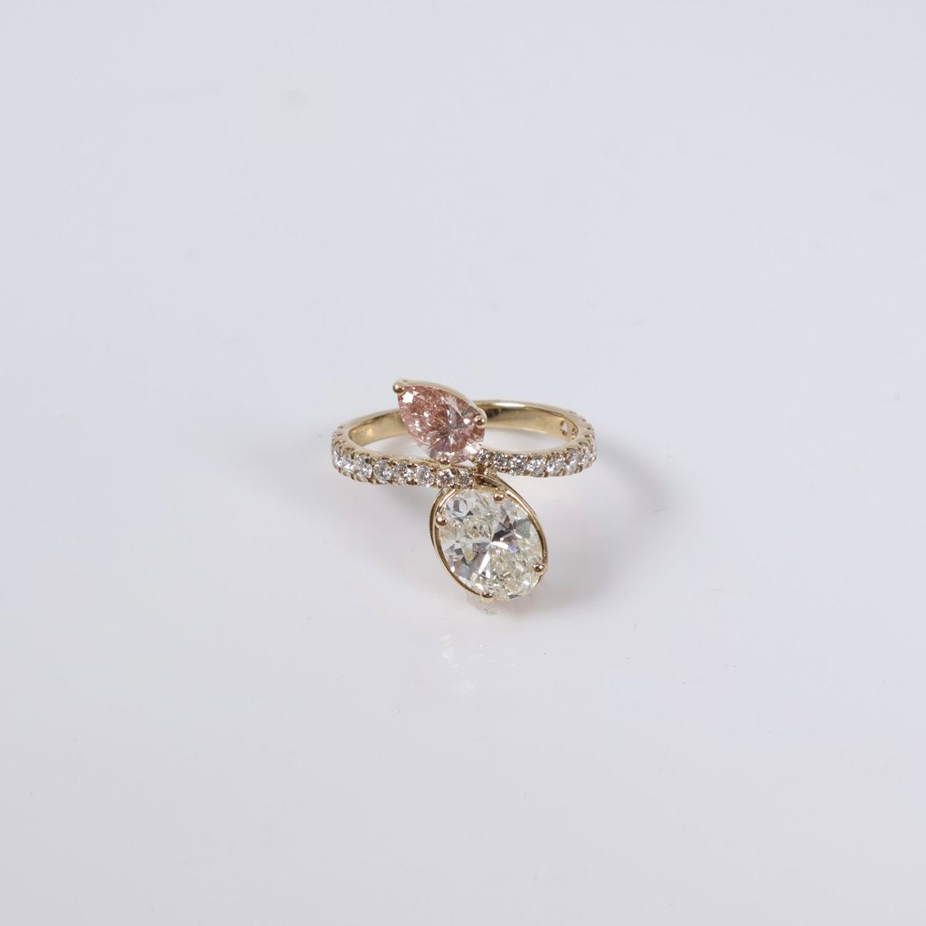 14K YG Lab Diamond Oval-Pear Cut Engagement Ring / 2.68gr / Sz 6.5 / 2.75Ct Lab / VS / F