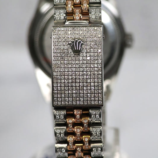 Bustdown Rolex 2 Tone Rose Roman Numbers Watch /  / 36mm / Ct Dia