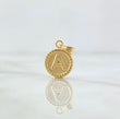 18K Yellow Gold Letter A  Pendant Bordered Circle / 0.63gr / 0.3in