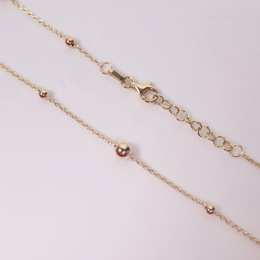 14K YG Smooth Balls 5mm - 3mm Chain / 3.9gr / 1mm / 18in /