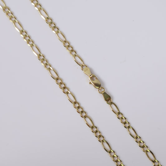 14K YG Figaro Link Chain / 7.8gr / 3.5mm / 20in /