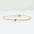 14K YG Diamond Cut Balls - Blue Turkis Eye Bracelet / 4.9gr / Sz 7 1/4 /