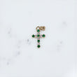 10K YG Cross Pendant / 1.1gr / 0.8in / With Green- Zircons