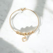 18K Yellow Gold Pd Heart Military Balls Diamond Cut Bracelet With Zircons / 8.7gr / 6mm
