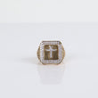 Square Cross Ring 10K Yellow Gold With Zirconia / 4.5gr / Size 9.5