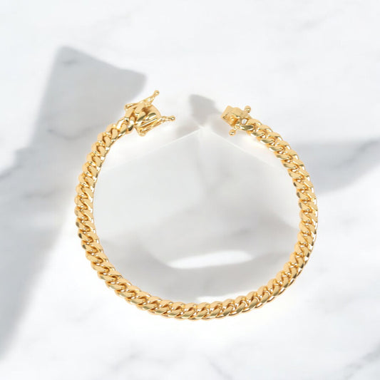 14K YG Micro Cuban Bracelet / 26.13gr / 6.2mm / 8in /