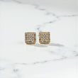 10K YG Diamond Double Square Stud Earrings / 2.63gr / 9mm / D-0.85Ct