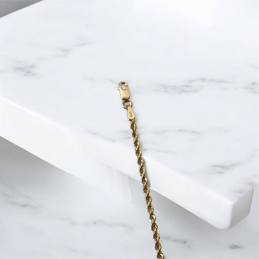 14K YG Rope Bracelet / 1.46gr / 2.4mm / 7.5in