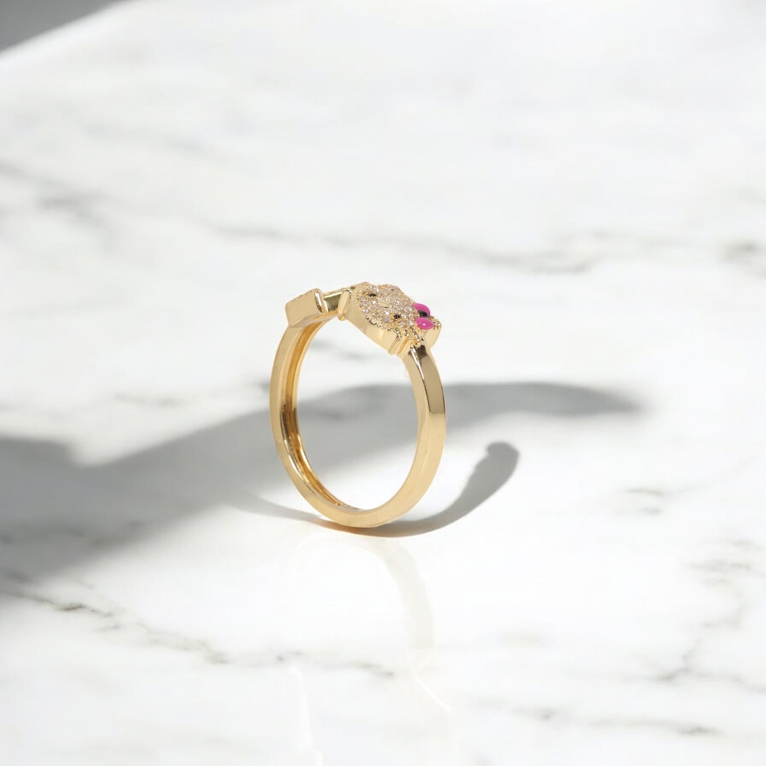 10K YG Diamond HK - Letter T Rings / 2.3gr / Sz 6.5 / 0.13Wt Dia