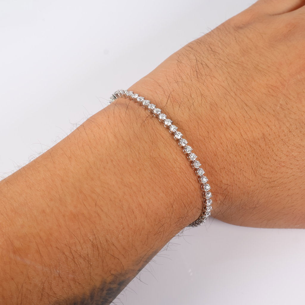 14K WG Lab Diamond Tennis Bracelet / 5.75gr / 3mm / 7in / 4.20Ct Lab / VS / F