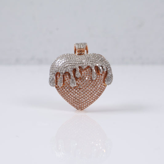Melting Heart Pendant 14K Rose-White Gold With Diamond / 6.2gr