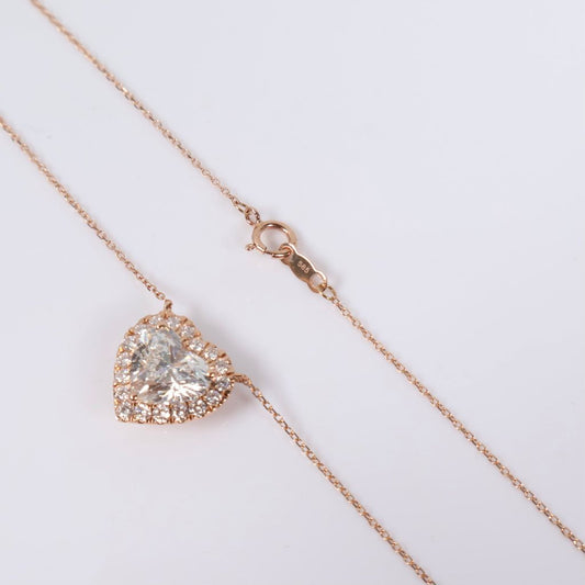 14K RG Lab Diamond Heart Set Jewelry / 3.08gr / 1mm / 18in / 3.50Ct Lab / VS / F