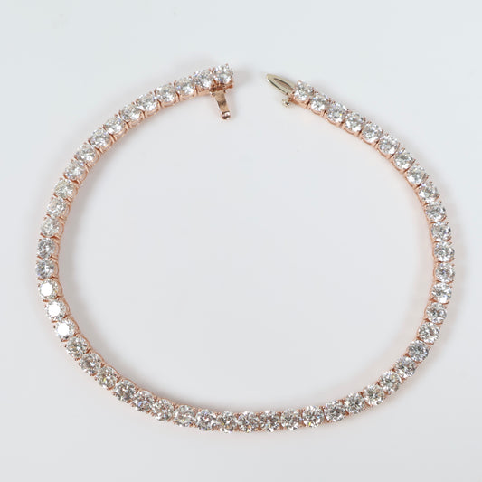 14K RG Lab Diamond Tennis Bracelet / 8.3gr / 4mm / 8in / 11.83Ct Lab Dia