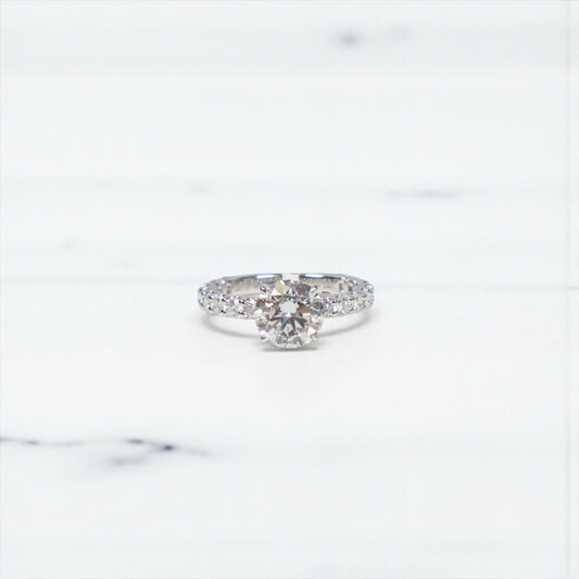 14K WG Lab Diamond Solitaire Round With Certificate Engagement Ring / 3.12gr / Sz 6 1/4 / Lab RD-2.01Ct / Lab D-0.94Ct
