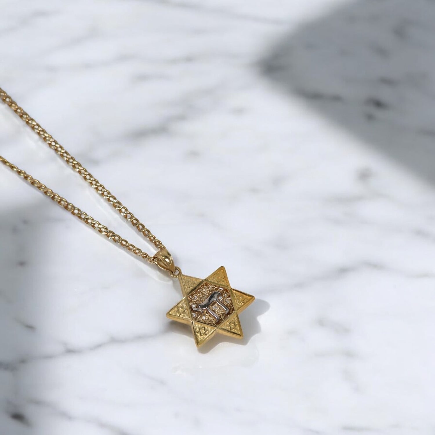 14K-10K 2 Tone David Chai Star Set Jewelry / 3.92gr / 1.9mm / 18.5in /
