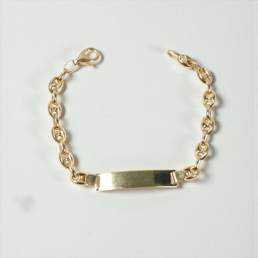 14K YG Gc Baby Name Plate Bracelet / 3.9gr / 4.2mm / 6in /