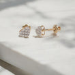 14K YG Diamond Little Heart Stud Earrings / 0.62gr / 6mm / 0.16Ct Dia