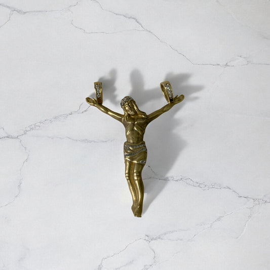 Jesus Pendant 14K Yellow Gold With Zirconia / 12.1gr