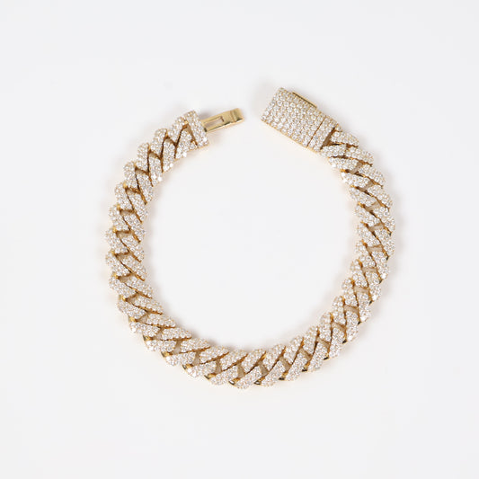 10K YG Cuban links Bustdown Bracelet / 58.3gr / 11mm / 8in / D-10.25Ct