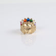 Multicolor Crystal Indio Ring 10K Yellow Gold / 5.2gr / Size 7.5