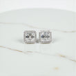 14K WG Lab Diamond Luxury Square Stud Earrings / 2.89gr / 10mm / As 2.05Ct - D-0.34Ct
