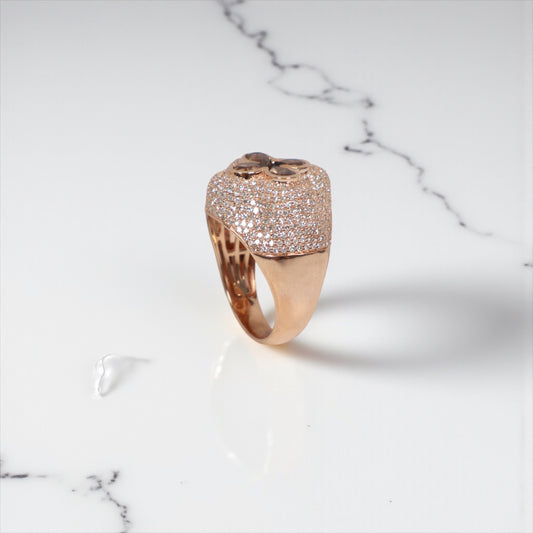 10K RG Diamond Clover With Brown Sapphire Rings / 9.66gr / Sz 10 / S-1.9Ct / D-2.15Ct