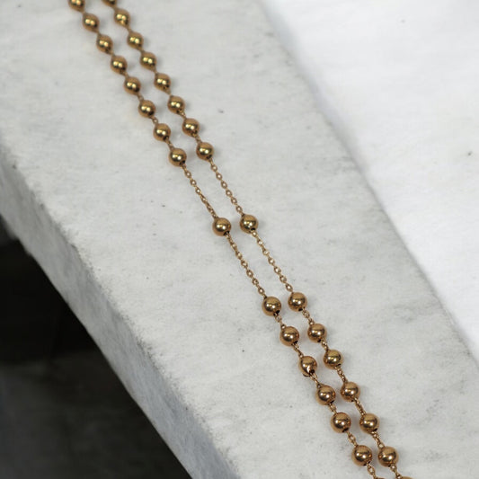 18K YG Rosary - Smooth Balls Chain / 15.5gr / 5mm / 26in /