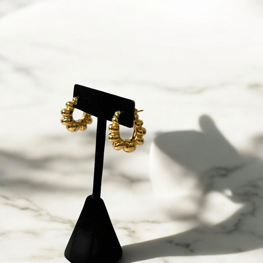 14K Yellow Gold Vinatge Hoop Earrings / 3.5gr / 0.7in