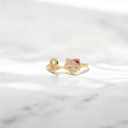 10K YG Diamond HK -Letter O Rings / 2.29gr / Sz 7 / 0.12Wt Dia