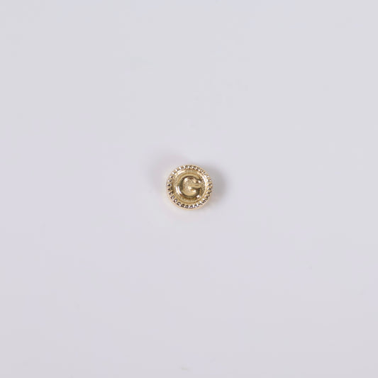 18K YG Letter G Mate Bordered Circle Ironwork / 0.37gr / 8mm /