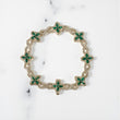 10K YG Diamond Clover With Emerald Bracelet / 32gr / 14mm / 8in / Eme-4.45Ct / D-3.65Ct