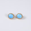 14K Yellow Gold Bluestone Hoop Earrings / 4.5gr