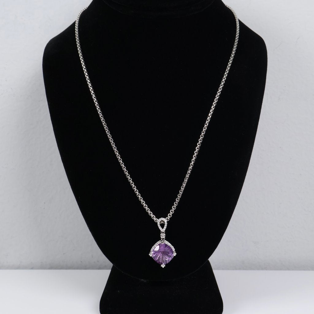 Silver 925 Judith Ripka Set Jewelry / 19.9gr / 2.5mm / 20in / Amathyst