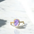 14K Yellow Gold Lilastone Ring With Zirconia / 3.5gr / Size 7