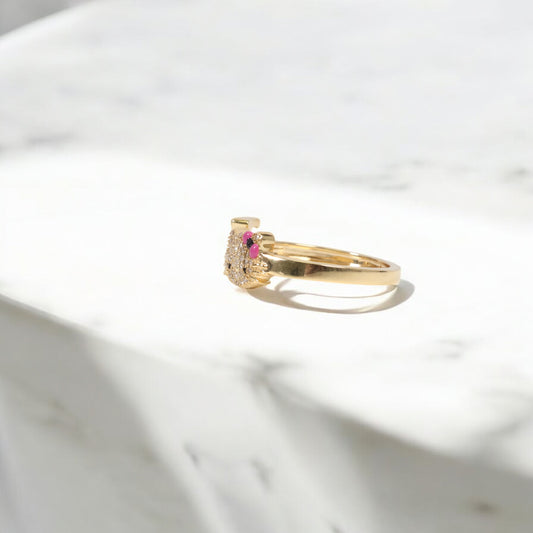 10K YG Diamond HK - Letter I Rings / 2.57gr / Sz 6 3/4 / 0.12Wt Dia