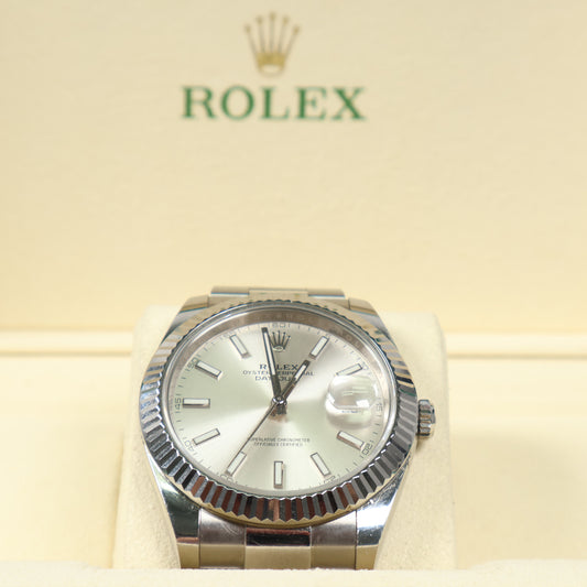 Rolex Datejust Stainless Steal Oyster Band Fluted Bezel Watch / 41mm /