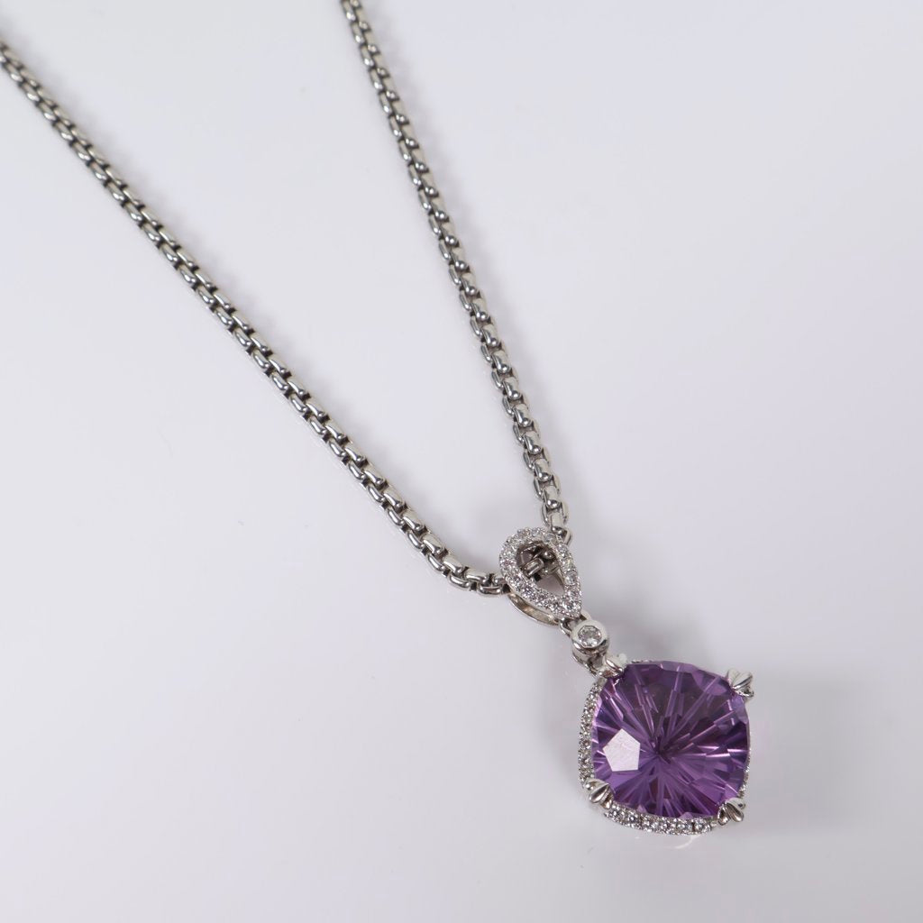 Silver 925 Judith Ripka Set Jewelry / 19.9gr / 2.5mm / 20in / Amathyst