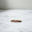 18K Yellow Gold Circles Churumbela Ring With Fucshia/White Zircons / 1.4gr / Size 6