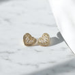 14K YG Luxury Heart Stud Earrings / 4.95gr / 16mm /