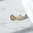 14K YG Luxury Heart Stud Earrings / 4.95gr / 16mm /
