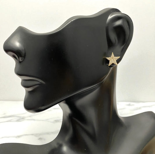 14K Yellow Gold Diamond Star Stud Earrings 0.25Ct Dia / 1.17gr / 9mm