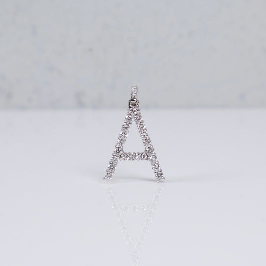 14K WG Lab Diamond Letter A Pendant / 1.17gr / 1in / 0.60 CTTW Lab VS / E-F