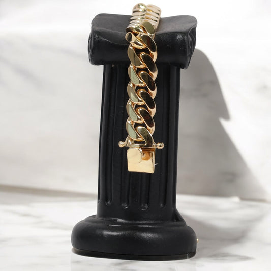 14K YG Cuban Links Bracelet / 94.6gr / 12.2mm / 8in /