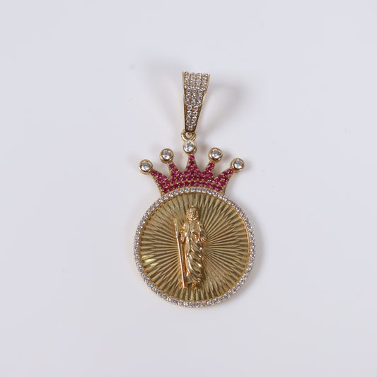 Saint Judes Crown Pendant 10K Yellow Gold With Zirconia / 9.6gr
