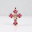 10K RG Diamond Cross - Jesus Face With Ruby Pendant / 9.34gr / 1.7in / D-1.05Ct / R-2.65