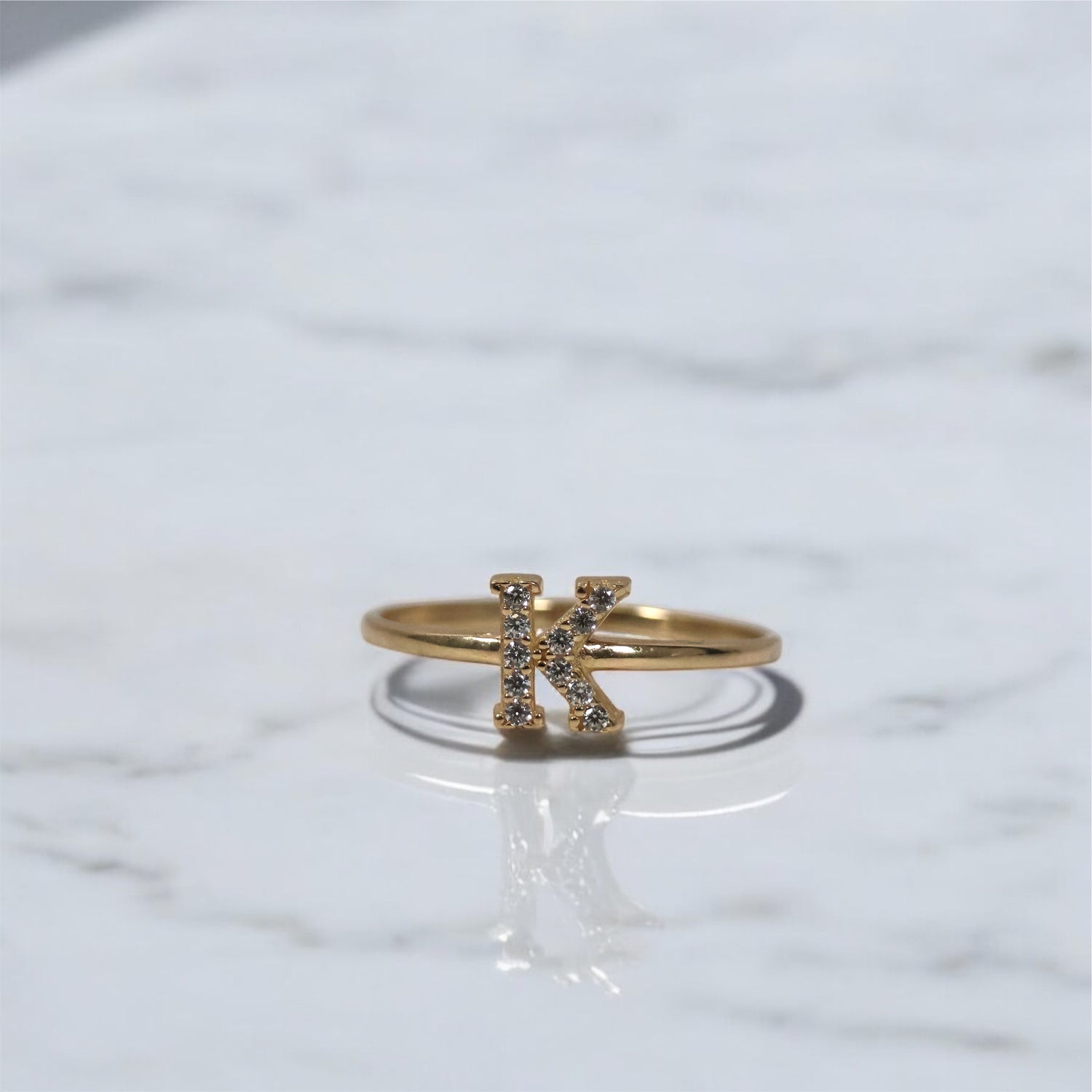 14K YG Letter K Ring / 1.35gr / Sz 7.5